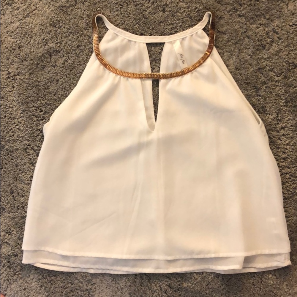 Pitaya embellished keyhole white tank